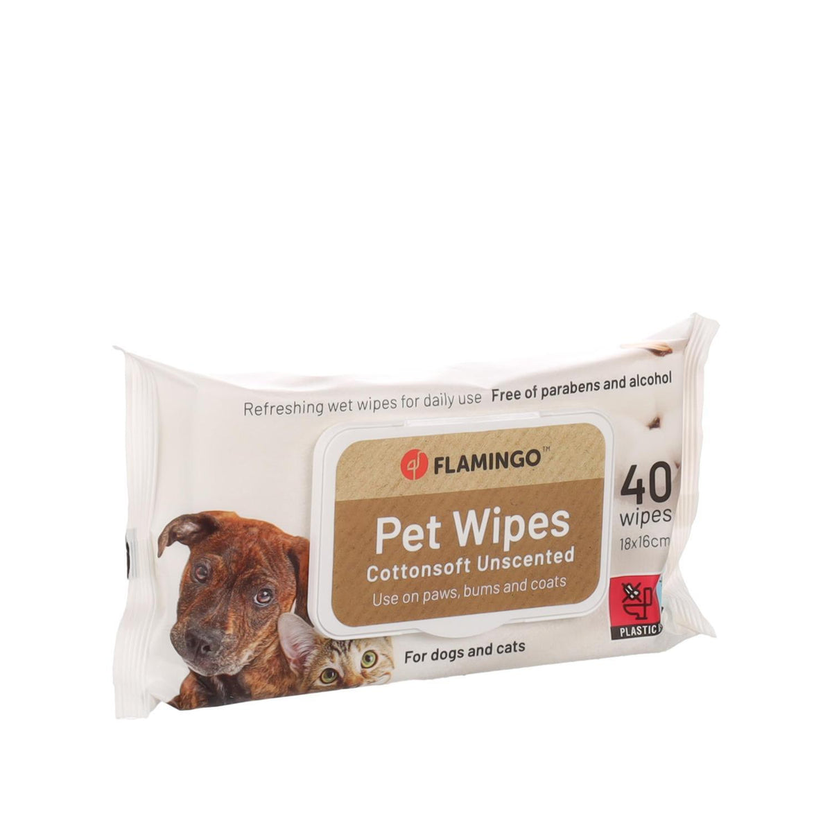 Μαντηλάκια Καθαρισμού Flamingo Pet Wipes Neutral 40 Pcs
