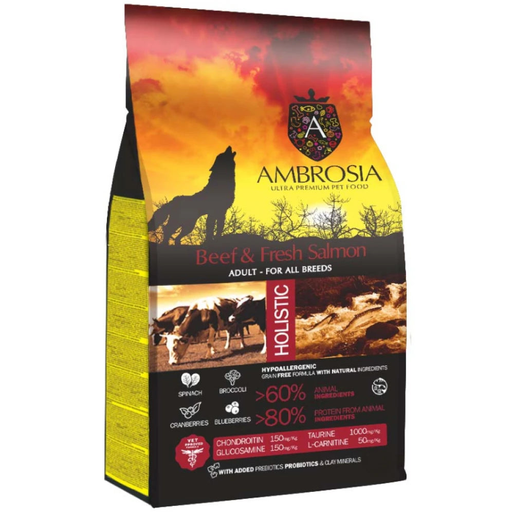 Ξηρά Τροφή Σκύλου Ambrosia Grain Free Dog Adult All Breeds Beef & Fresh Salmon 2kg