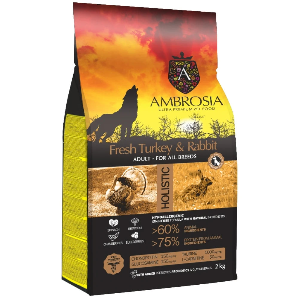 Ξηρά Τροφή Σκύλου Ambrosia Grain Free Dog Adult Sensitive All Breeds Fresh Turkey & Rabbit 12kg
