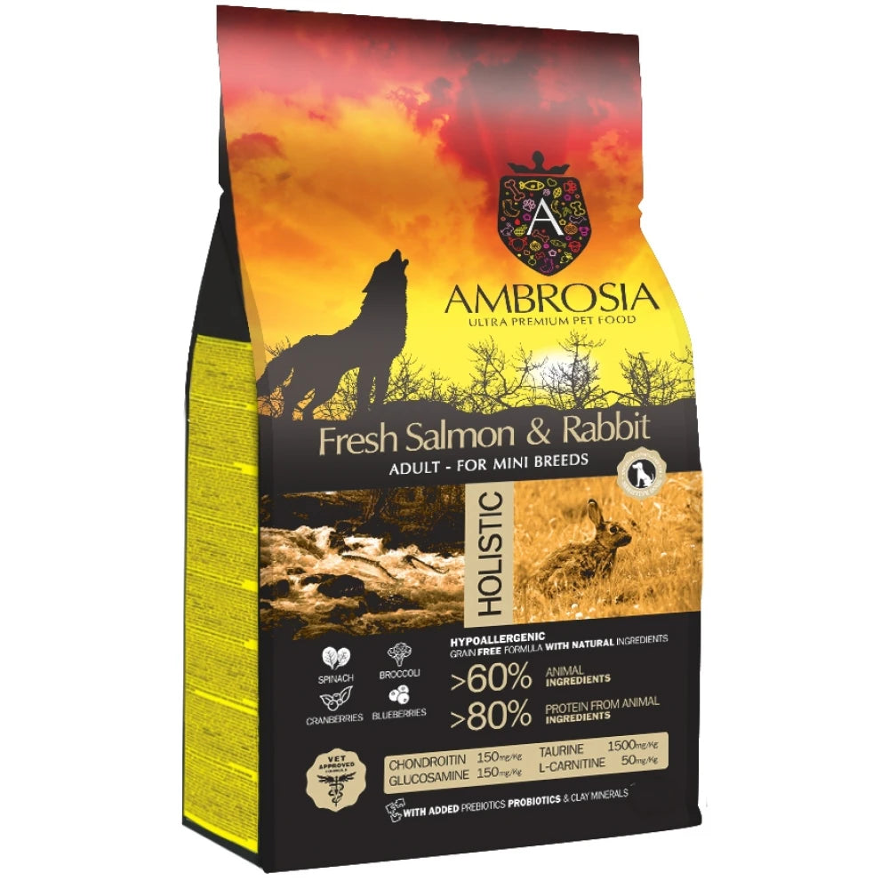 Ξηρά Τροφή Σκύλου Ambrosia Grain-Free Dog Adult Mini Sensitive Fresh Salmon & Rabbit 5kg
