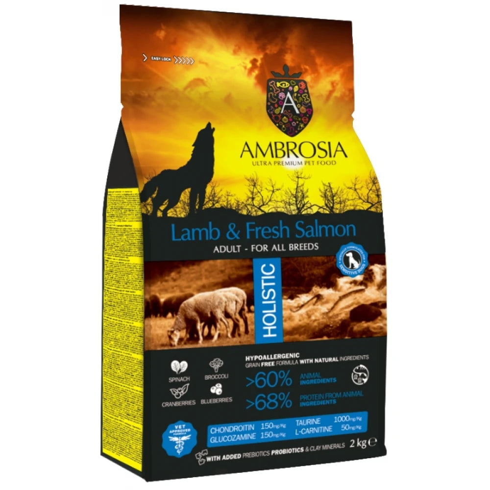 Ξηρά Τροφή Σκύλου Ambrosia Grain Free Dog Adult Lamb & Fresh Salmon 12kg