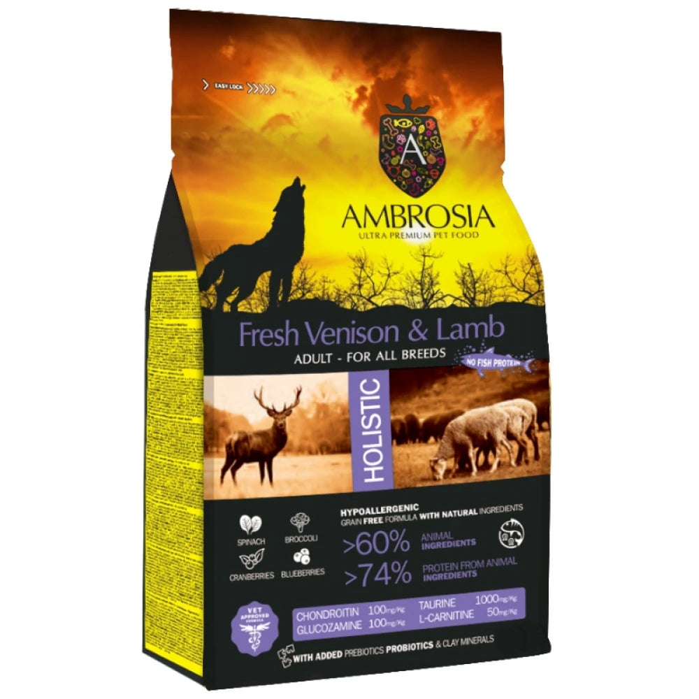 Ξηρά Τροφή Σκύλου Ambrosia Grain Free Dog Adult Venison & Lamb 12kg