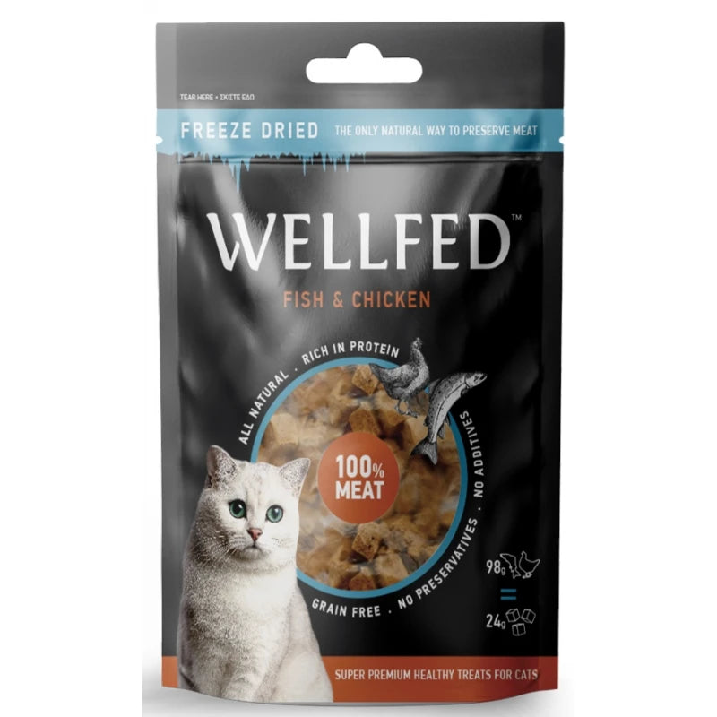 Λιχουδιές Γάτας Wellfed Freeze Dried με Σολομό και Κοτόπουλο 24gr