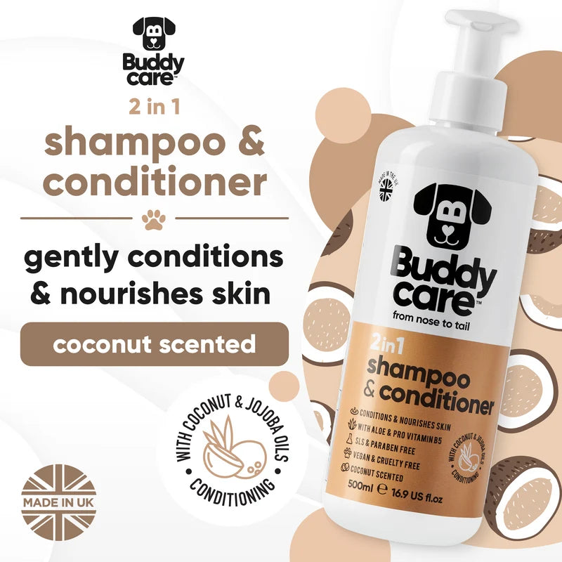 ΣΑΜΠΟΥΑΝ & ΜΑΛΑΚΤΙΚΟ ΣΚΥΛΟΥ 2 IN 1 BUDDYCARE ΚΑΡΥΔΑ 500ml