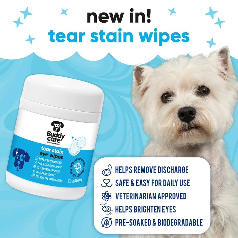 BUDDY CARE Dog Tear Stain Eye Wipes 100 pcs