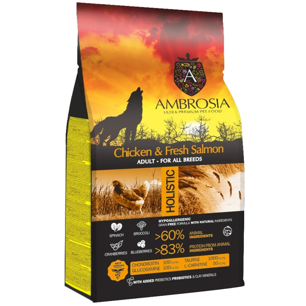 Ξηρά Τροφή Σκύλου Ambrosia Grain-Free Dog Adult Chicken & Fresh Salmon 12kg