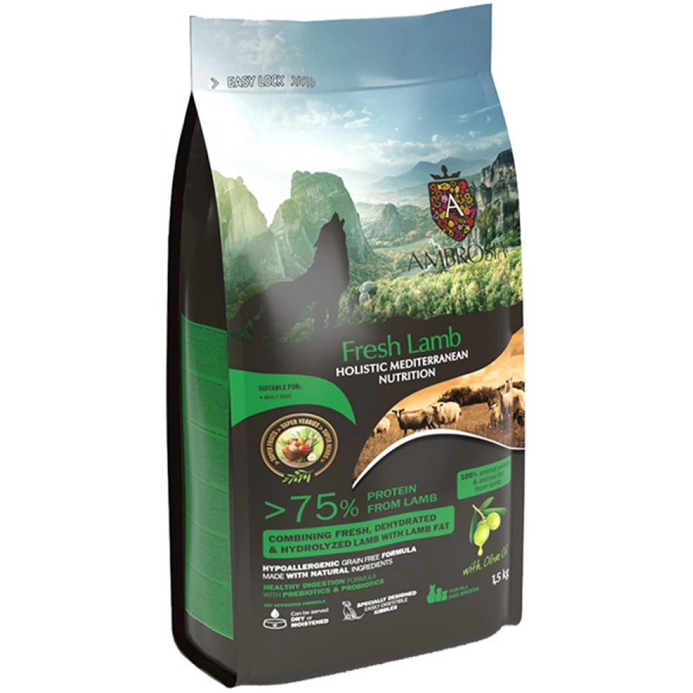 Ξηρά Τροφή Σκύλου Ambrosia Mediterranean Grain Free Dog Adult Fresh Lamb 1,5kg