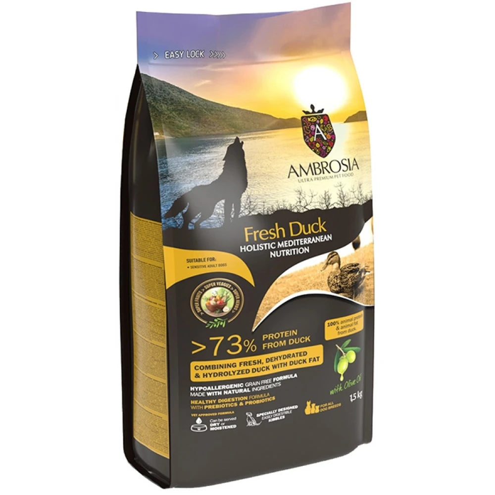 Ξηρά Τροφή Σκύλου Ambrosia Mediterranean Grain Free Dog Adult Sensitive Fresh Duck 1,5kg