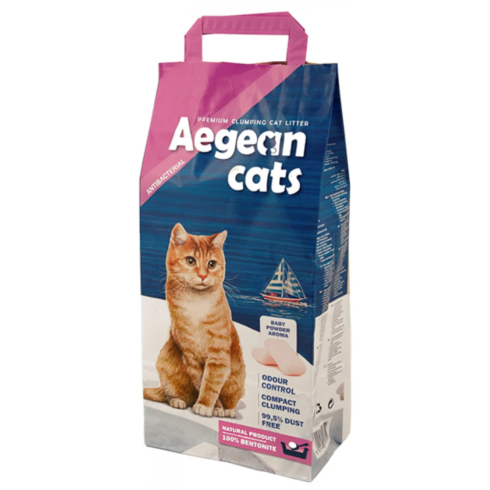 Άμμος Γάτας Aegean Cats με Φυσικό Μπετονίτη 10kg Baby Powder