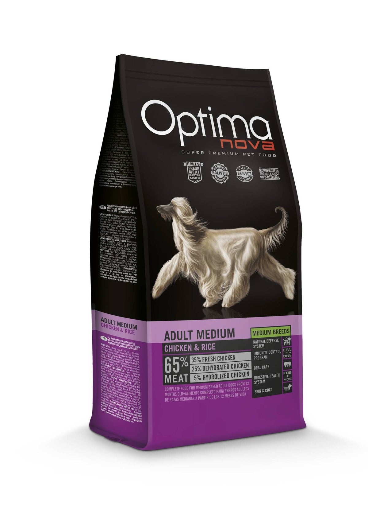 Ξηρά Τροφή Σκύλου Optimanova Adult Medium  Chicken & Rice 2kg  με κοτόπουλο