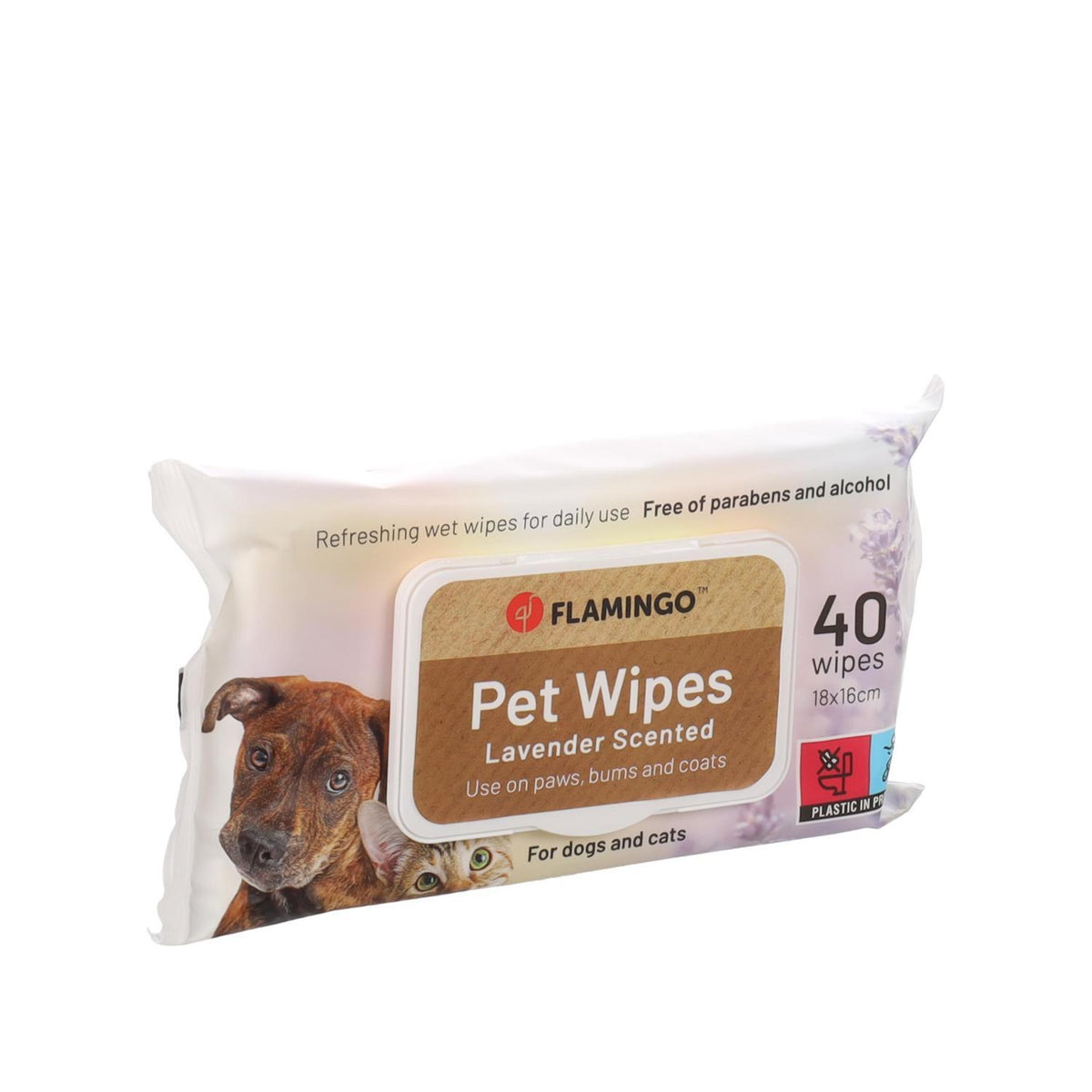 Μαντηλάκια Καθαρισμού Flamingo Pet Wipes Lavender 40 Pcs