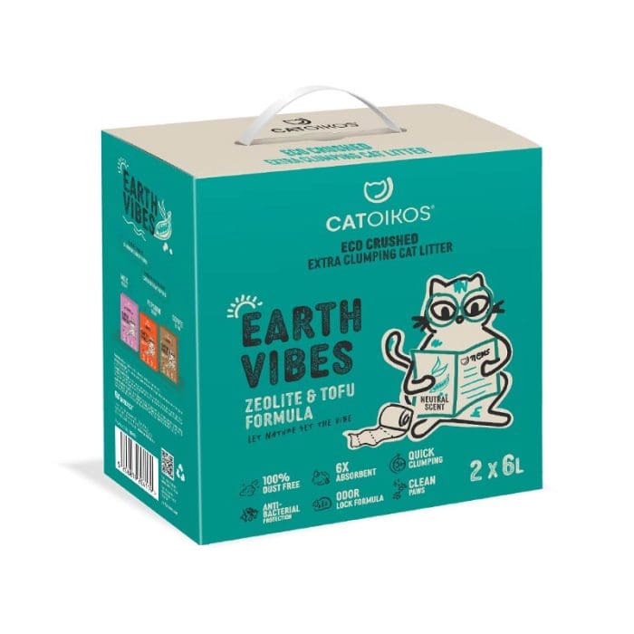 Άμμος Γάτας Catoikos  “Earth Vibes” Tofu & Zeolite Litter-Neutral Scent 12lt (2x6lt)