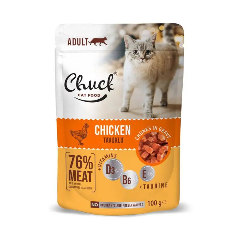 Υγρή Τροφή Γάτας Chuck Pouch Cat Chicken 100gr 3+1 ΔΩΡΟ