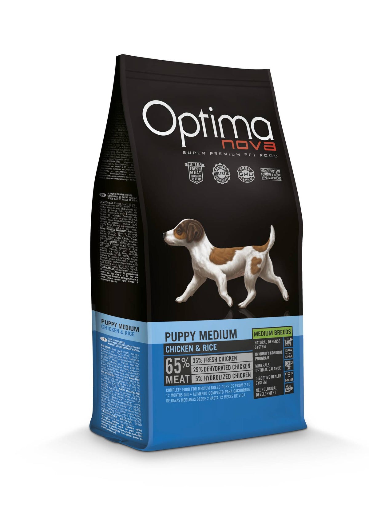 Ξηρά Τροφή Σκύλου Optimanova Puppy Medium Chicken & Rice 2kg  με κοτόπουλο