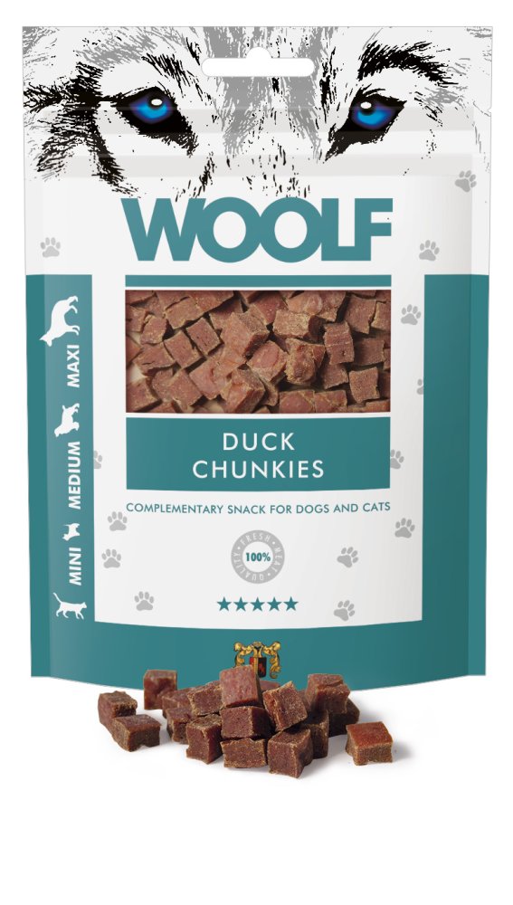Λιχουδιά Σκύλου Woolf Snacks Duck Chunkies 100gr