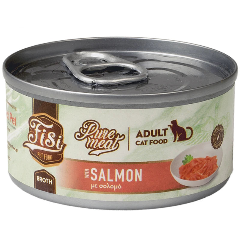Υγρή Τροφή Γάτας Fisi Pure Meat Cat Adult Σολομός σε Ζωμό 80gr