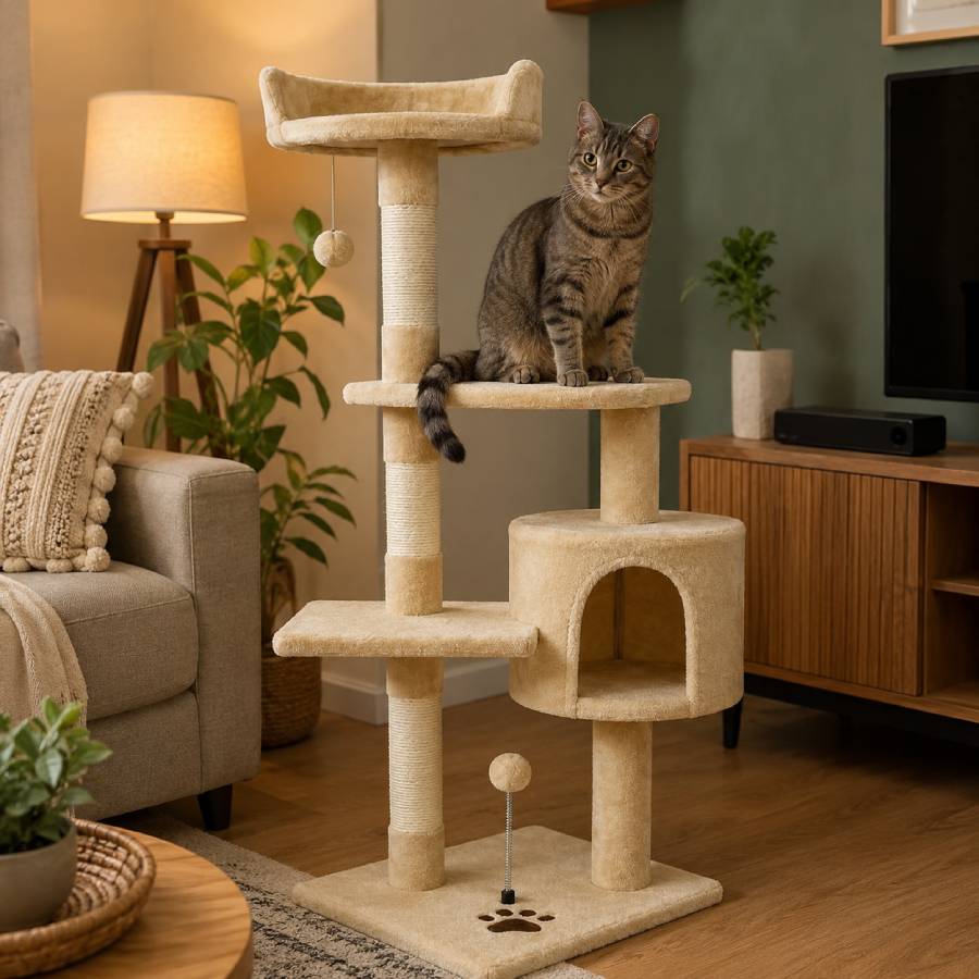 Ονυχοδρόμιο γάτας PURRFECT PERCH BEIGE CAT TREE L40*W40*H116cm