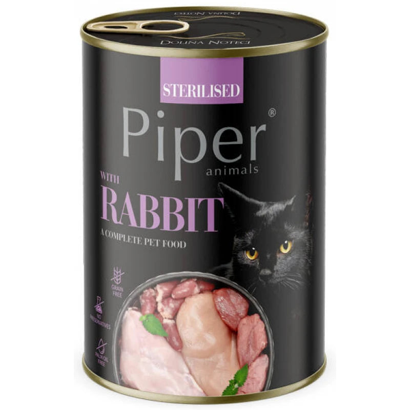 Υγρή Τροφή Γάτας Piper Cat Adult Sterilised Κουνέλι 400gr