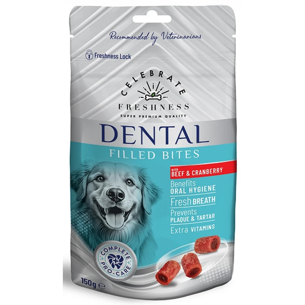 Λιχουδιά Σκύλου Celebrate Freshness Dental Filled Bites Beef & Cranberry 150gr