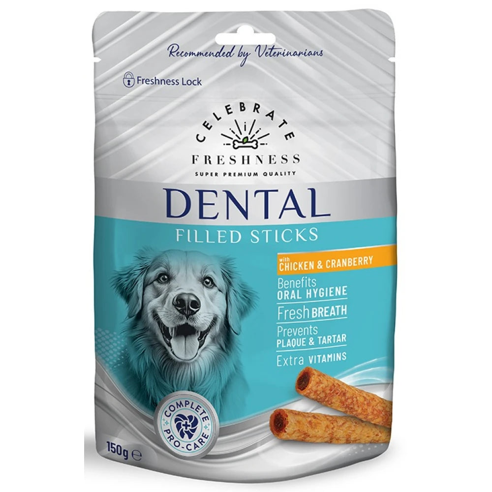 Λιχουδιά Σκύλου Celebrate Freshness Dental Filled Sticks Chicken & Cranberry 150gr