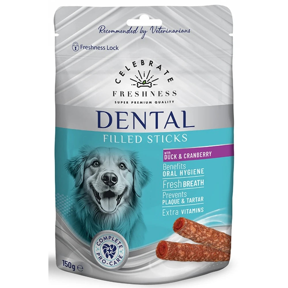 Λιχουδιά Σκύλου Celebrate Freshness Dental Filled Sticks Duck & Cranberry 150gr