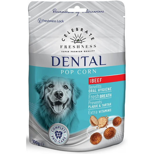 Λιχουδιά Σκύλου Celebrate Freshness Dental Pop Corn Beef 100gr