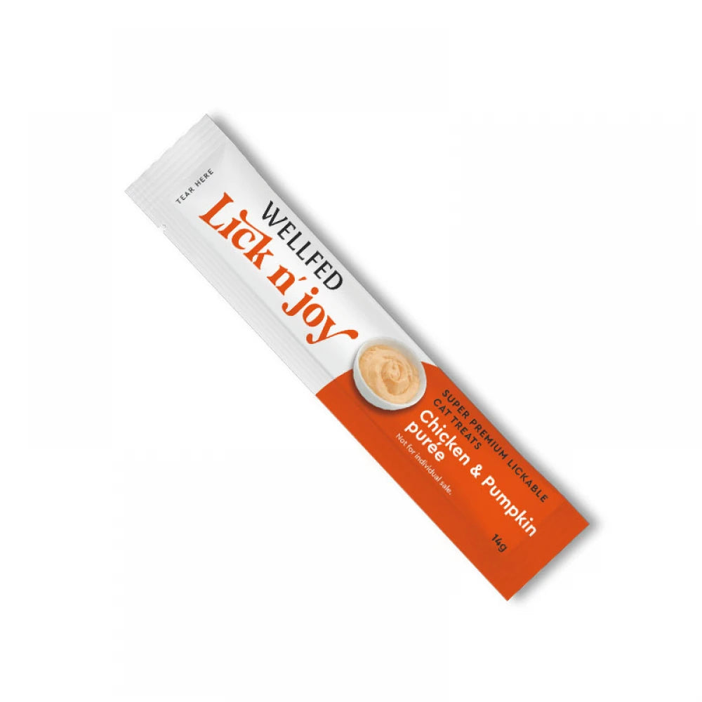 Λιχουδιές Γάτας Pet Interest Wellfed Lick N' Joy Chicken & Pumpkin (5x14gr) 70gr με Κοτόπουλο & Κολοκύθα