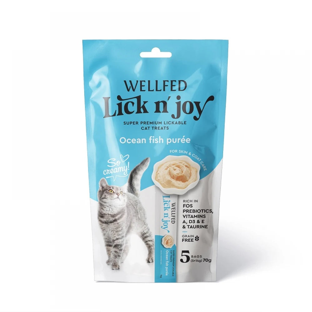 Λιχουδιές Γάτας Pet Interest Wellfed Lick N' Joy Ocean FIsh (5x14gr) 70gr με Ψάρια