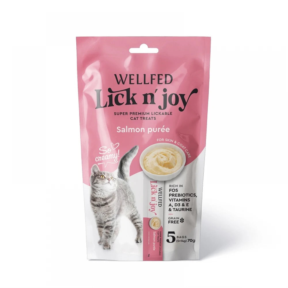 Λιχουδιές Γάτας Pet Interest Wellfed Lick N' Joy Salmon (5x14gr) 70gr με Σολομό