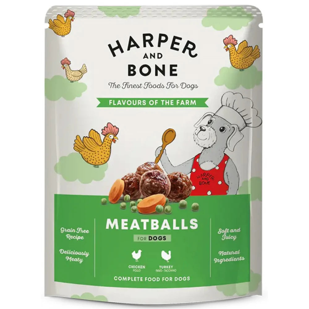 Υγρή Τροφή Σκύλου Harper & Bone Meatballs Flavours of the Farm Chicken and Turkey 300gr