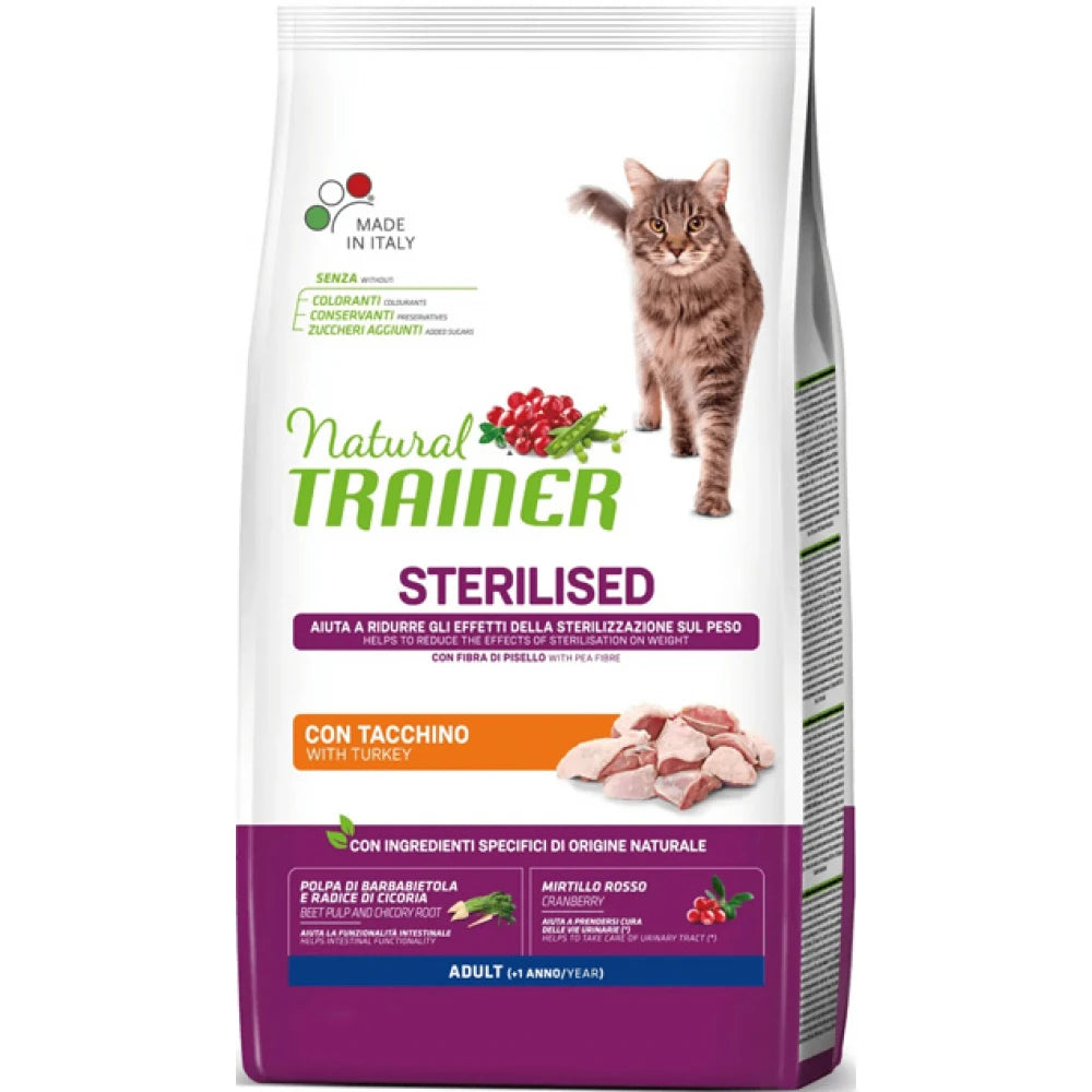 Ξηρά Τροφή Γάτας Natural Trainer Cat Adult Sterilized Turkey  1.5kg