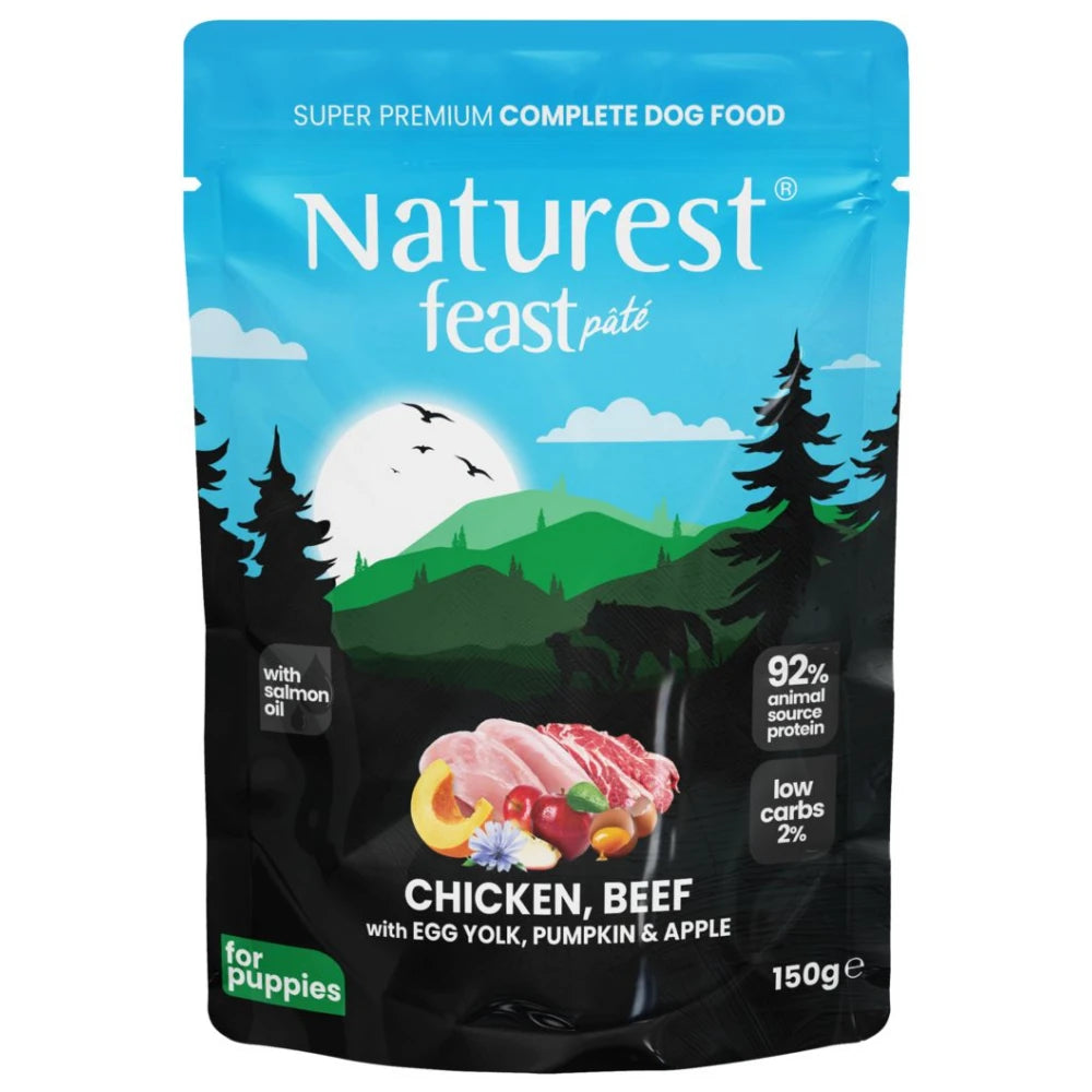 Υγρή Τροφή Σκύλου Naturest Pouch Feast Puppy Chicken, Beef & Egg 150gr