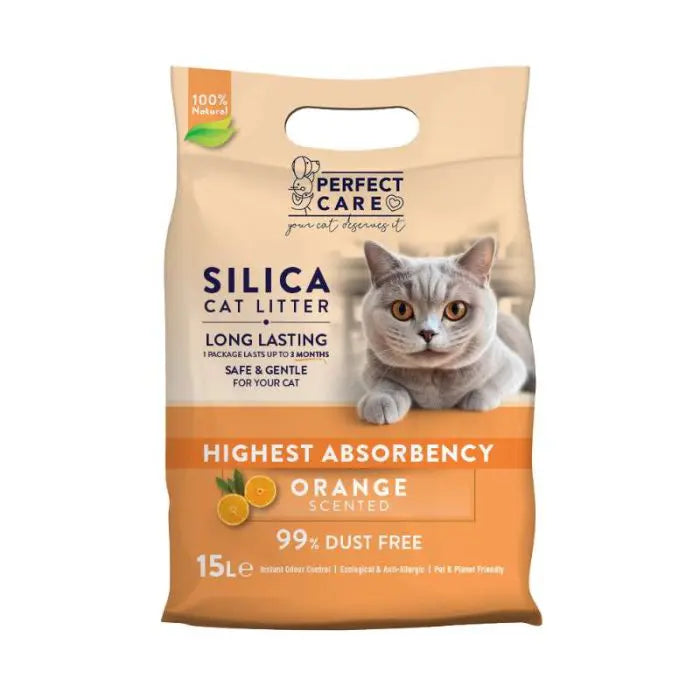 Perfect Care Άμμος Γάτας Σιλικόνη Πορτοκάλι 15lt (6,1kg)