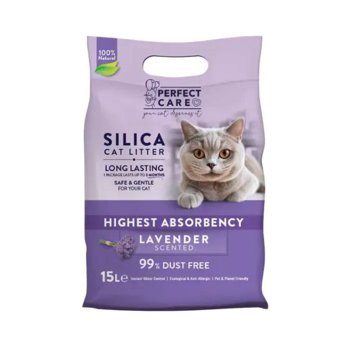 Perfect Care Άμμος Γάτας Σιλικόνης Λεβάντα 15lt (6.1kg)