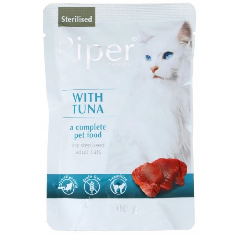 Υγρή Τροφή Γάτας Piper Cat Adult Sterilised Τόνος Pouch 100gr