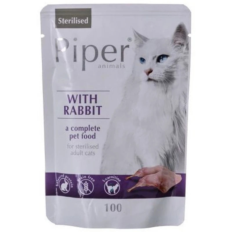 Υγρή Τροφή Γάτας Piper Cat Adult Sterilised Κουνέλι Pouch 100gr