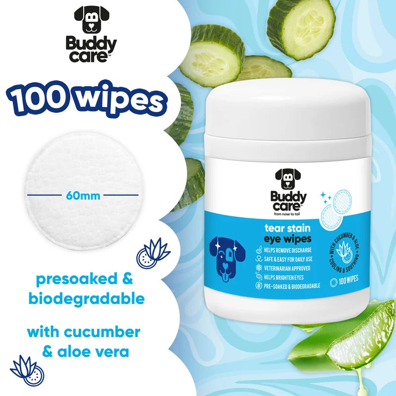 BUDDY CARE Dog Tear Stain Eye Wipes 100 pcs