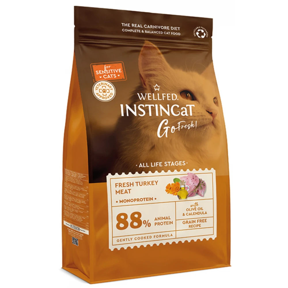 Ξηρά Τροφή Γάτας Wellfed Instincat Go Fresh Sensitive Turkey 300gr