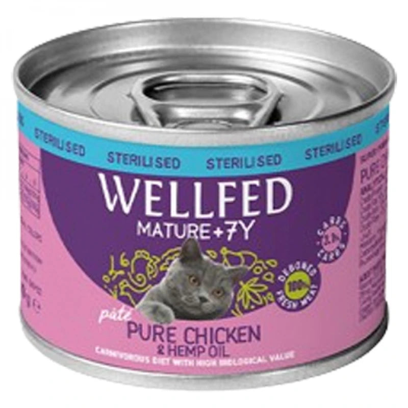 Υγρή Τροφή Γάτας Wellfed Mature 7+ Sterilised Chicken & Hemp Oil 200gr
