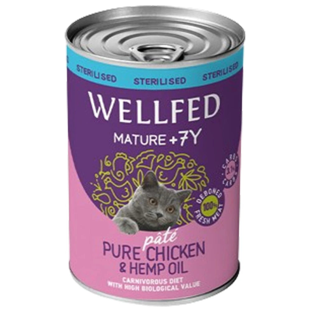 Υγρή Τροφή Γάτας Wellfed Mature 7+ Sterilised Chicken & Hemp Oil 400gr