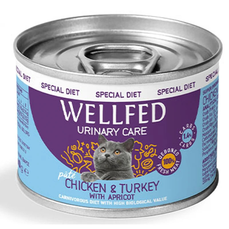 Υγρή Τροφή Γάτας Wellfed Urinary Chicken & Turkey with Apricot 200gr