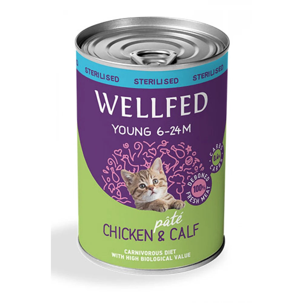 Υγρή Τροφή Γάτας Wellfed Young Sterilized Chicken and Calf 400gr