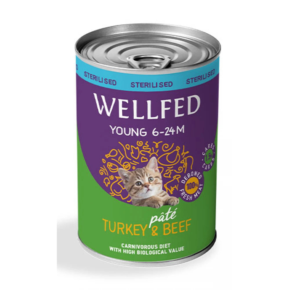 Υγρή Τροφή Γάτας Wellfed Young Sterilized Turkey and Beef 400gr