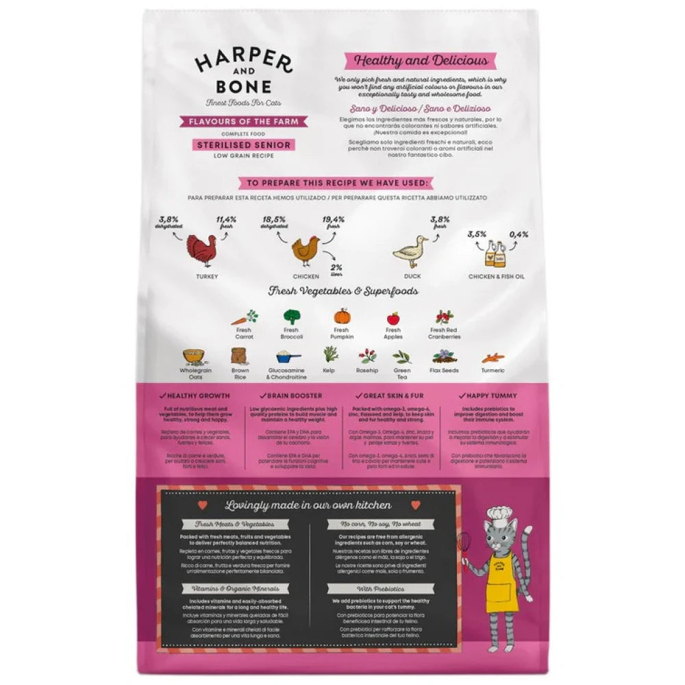 Ξηρά Τροφή Γάτας Harper & Bone Cat Senior Sterilised Flavours of the Farm 2kg για Στειρωμένες Γάτες