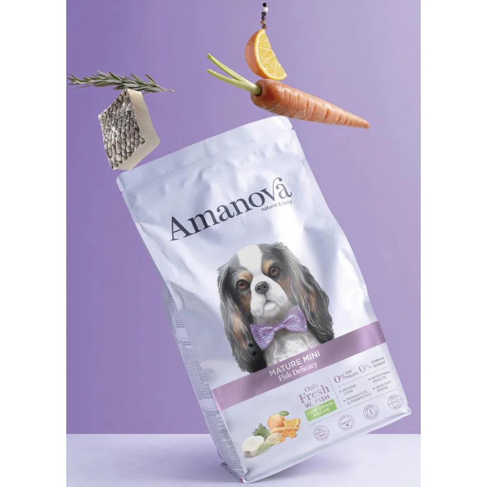 Ξηρά Τροφή Σκύλου Amanova Adult Mature Mini Fish 2kg με Λευκά Ψάρια