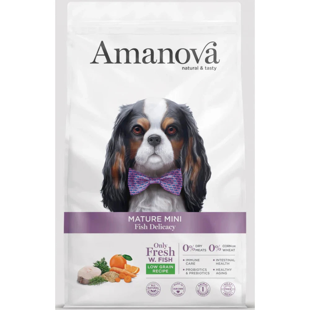 Ξηρά Τροφή Σκύλου Amanova Adult Mature Mini Fish 2kg με Λευκά Ψάρια