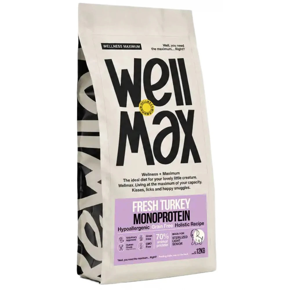 Ξηρά Τροφή Σκύλου Wellmax Grain Free Senior Light Sterilised Turkey Monoprotein 12kg