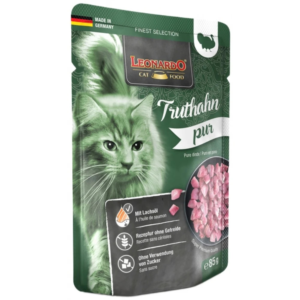 Υγρή Τροφή Γάτας Leonardo Φακελάκι Cat Γαλοπούλα 85gr