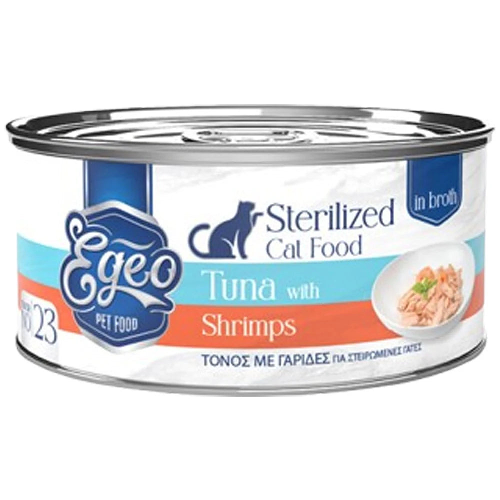 Υγρή Τροφή Γάτας Egeo Cat Sterilised Τόνος με Γαρίδες σε Ζωμό 70gr